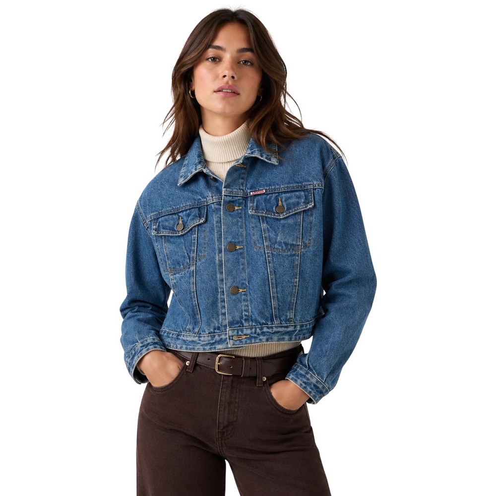 Vintage Smiths Cropped Denim Jean Jacket Medium Wash Womens 10 Cotton Australia